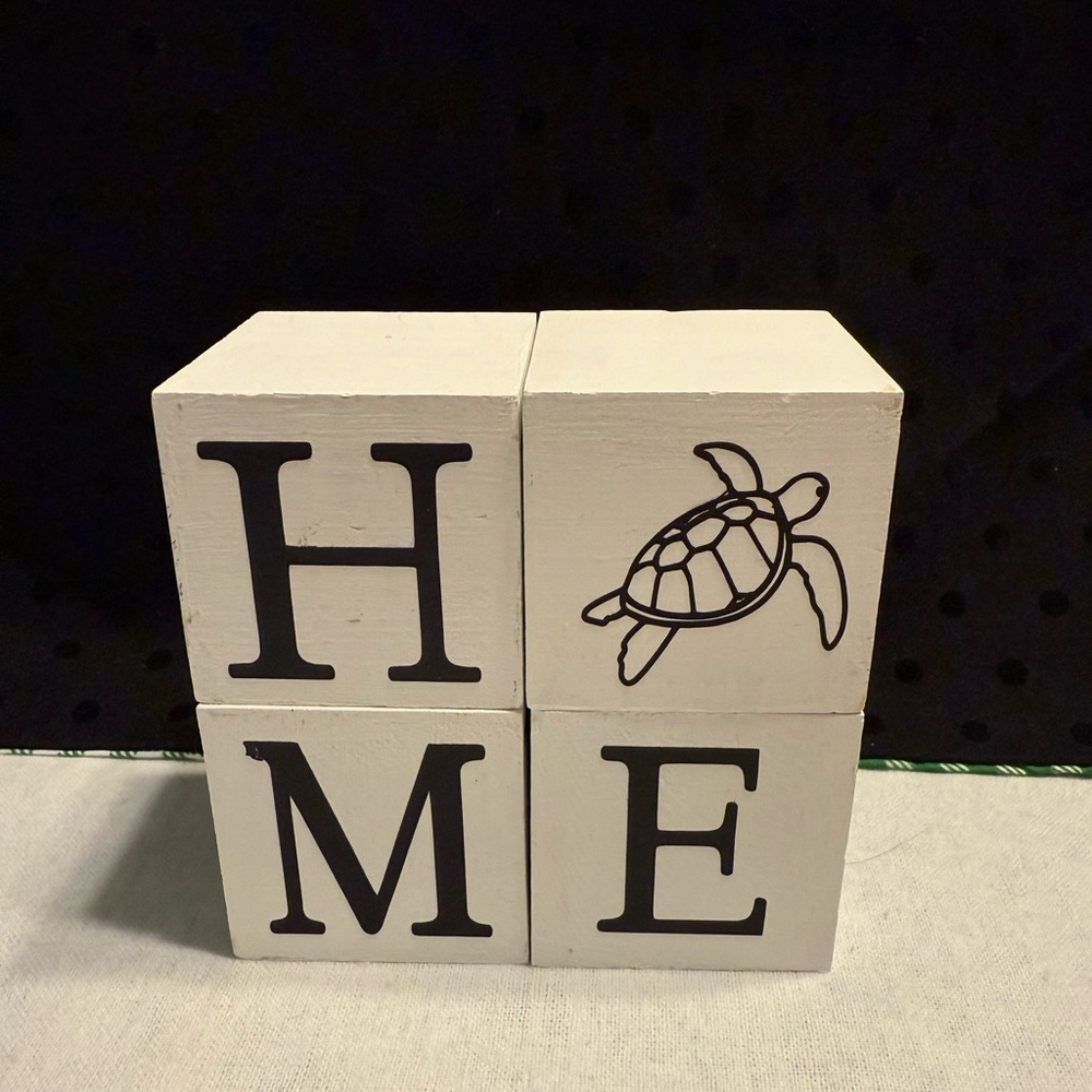 White HOME Decorative Blocks with Design
